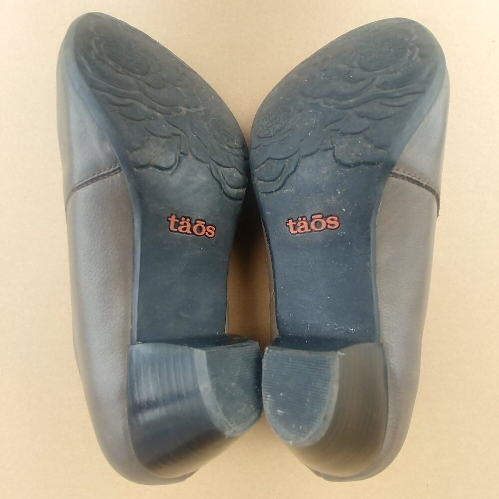 Taos taupe leather grey/brown ankle boots booties shoes low heel size 7 - Picture 10 of 14